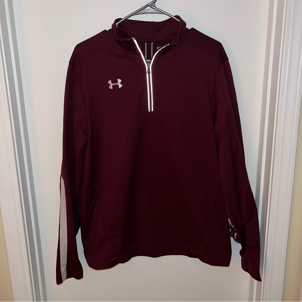 Under Armour | Maroon and White Long Sleeve Quarterzip